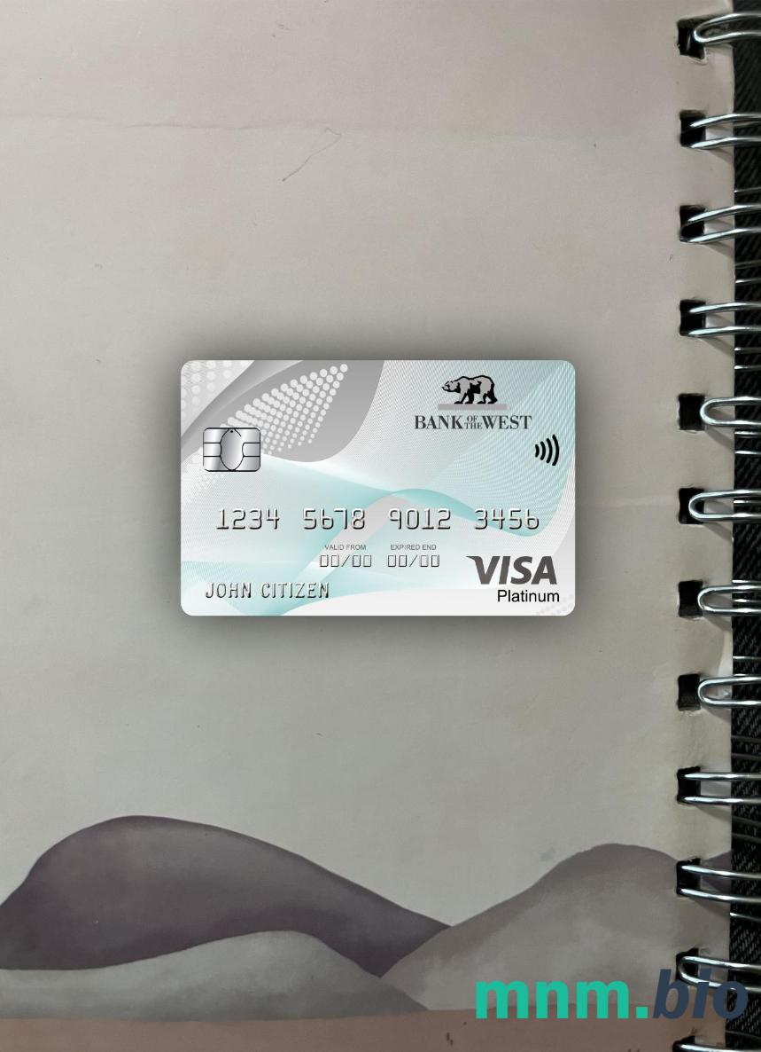 USA bank of the West bank visa platinum card wygląd fotograficzny skan PSD + zdjęcie